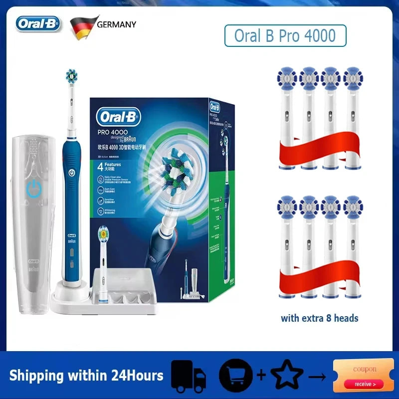 Oral B Sonic Electric Toothbrush PRO4000 RPO600 D12 Vitality Rotating Tooth Brush for Adults Oral Cares Rechargeable Waterproof