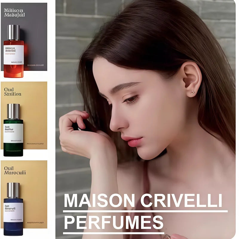 Maison Crivelli unisex EDP: luxury 100ml perfume bottles. Long-lasting elegant fragrance for men and women.