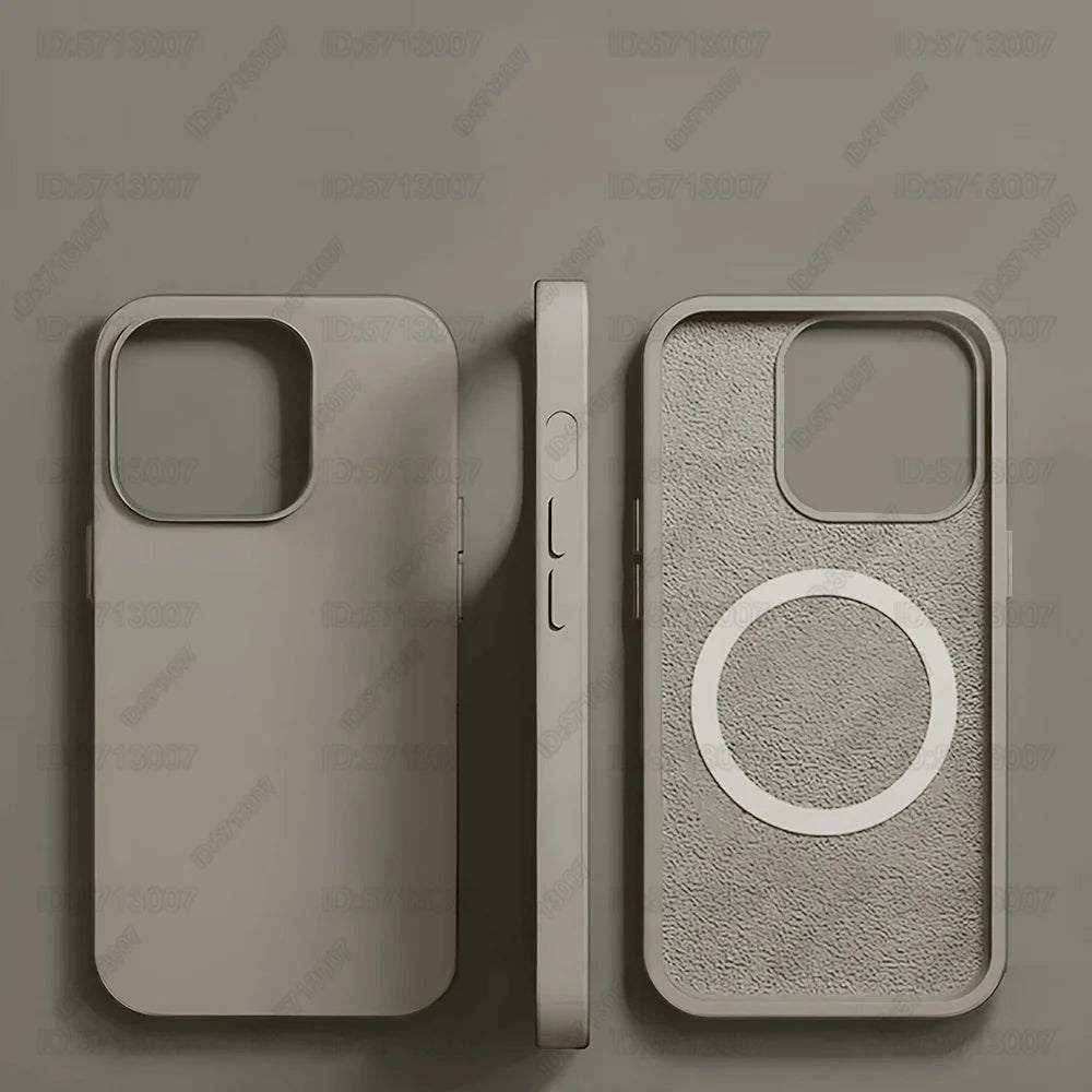 Magnetic Liquid Silicone Phone Case for iPhone - Shock-Absorbing Cover Titanium Gray Tidesmit