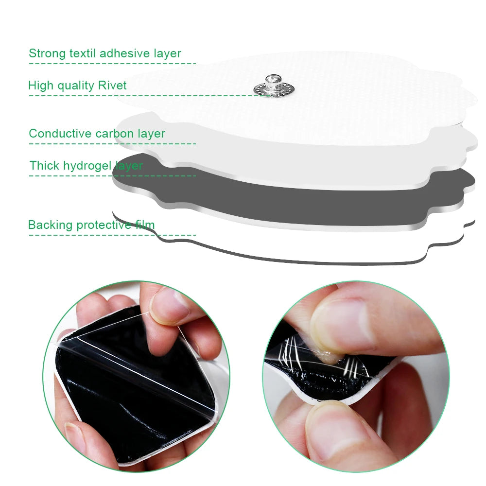 TENS Unit Electrode Pads: Reusable Muscle Stimulator Gel Sets Back Massage Instrument Tidesmit