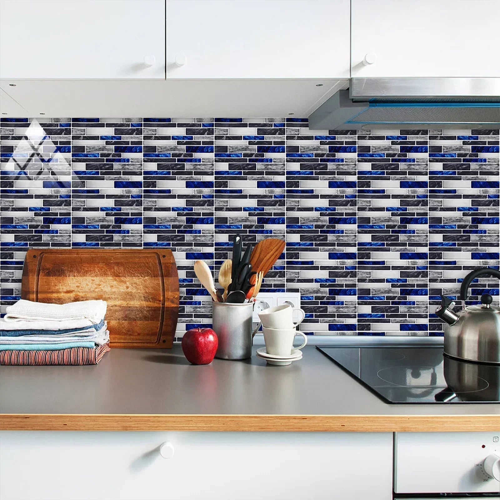 10pcs Self Adhesive Tiles Stickers Marble Mosaic Embossing Tile Stickers Kitchen Bathroom Waterproof  Wall Decals Decoration ﻿