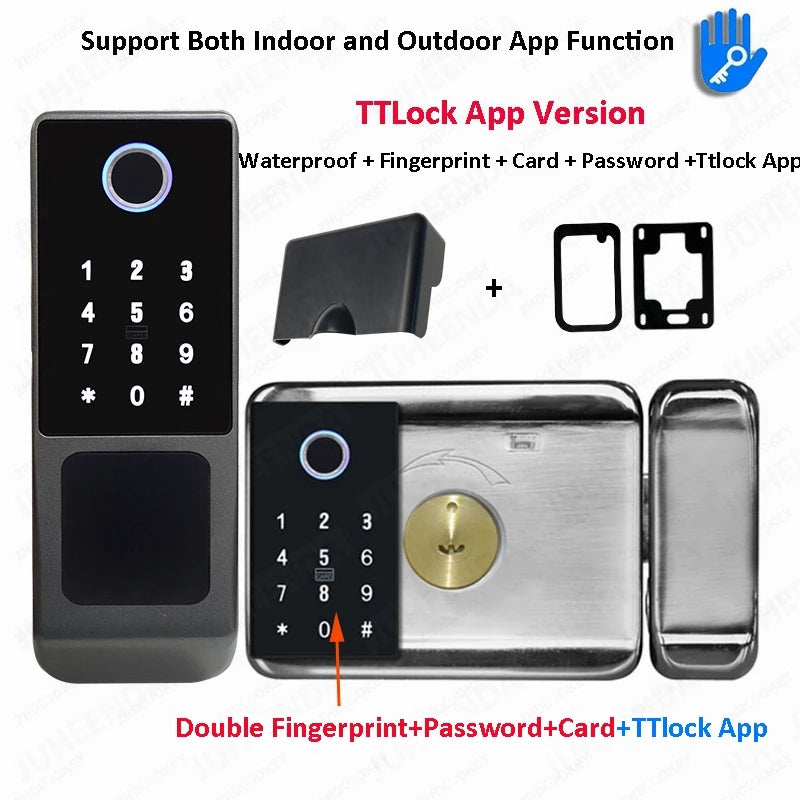 Waterproof Tuya Wifi Smart Lock Fingerprint RFID Card Passcode APP Remote Control TTLock Bluetooth Entry Electronic Rim Lock