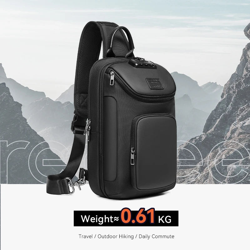 ReeYee N6 6L Sling Chest Bag, Combination Lock Security Crossbody Pack, Unique Design with Smart Organization Compartments