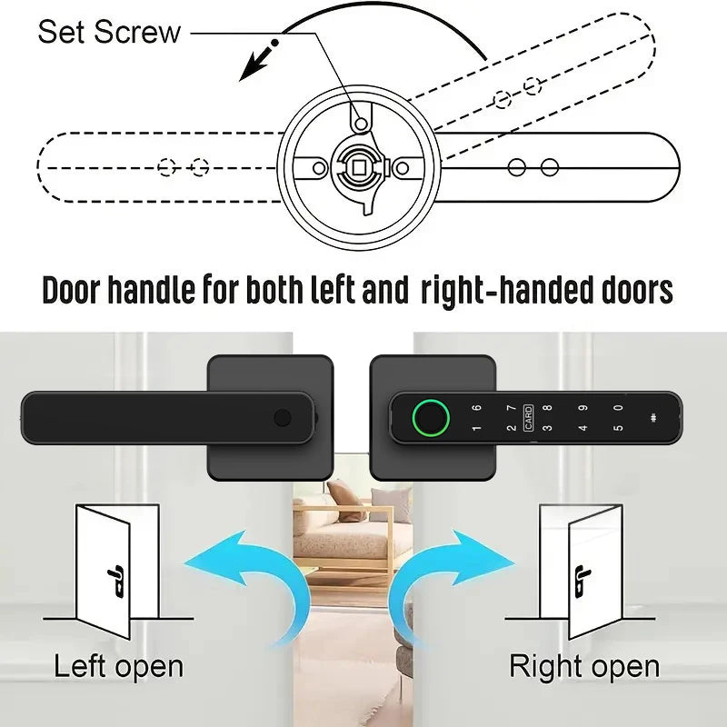 XSDTS Tuya Handle Fingerprint Key Card Digital Smart Door Lock Keypad Key Entry Electronic Lock Home House Apartment