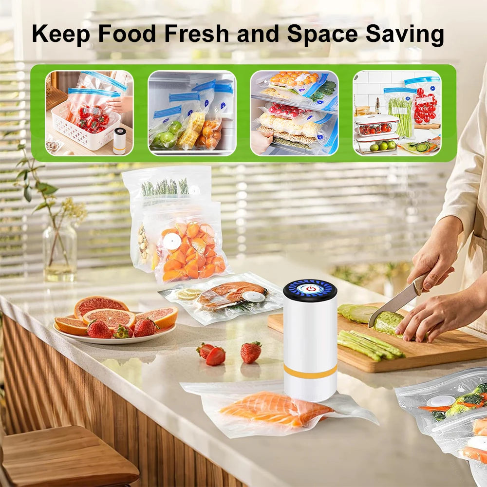 Air Vacuum Sealer Pump Automatic Food Sealing Pump USB Rechargeable Sealer Pump For Food Handheld Dry/wet Food Sealer Pump