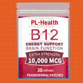 Tidesmit 30 Vitamin B12 10,000mcg transdermal patches for energy, focus, metabolism, and brain health support.