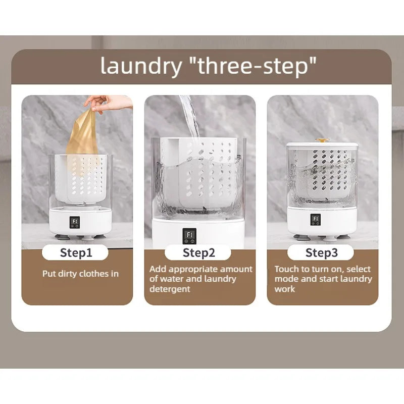Tidesmit 3L mini portable washing machine with built-in spin dryer for underwear and socks, compact laundry appliance