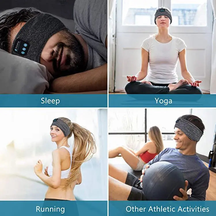 Bluetooth Sleep Headband Wireless Headphones - Breathable Fabric (Gray/Black) Tidesmit