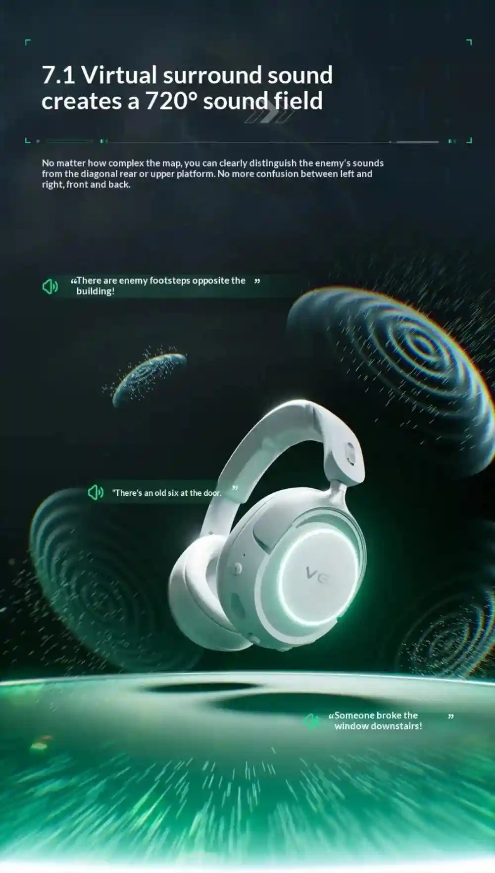 Wireless Gaming Headset with Active Noise Cancellation & Low Latency Tidesmit