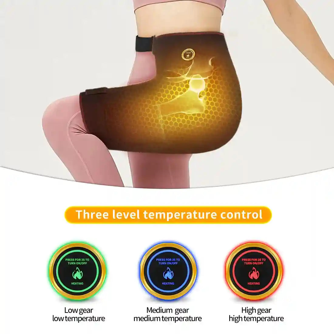 Heated Hip Brace With Vibration Massage - Muscle Recovery Support Fascia Gun Tidesmit