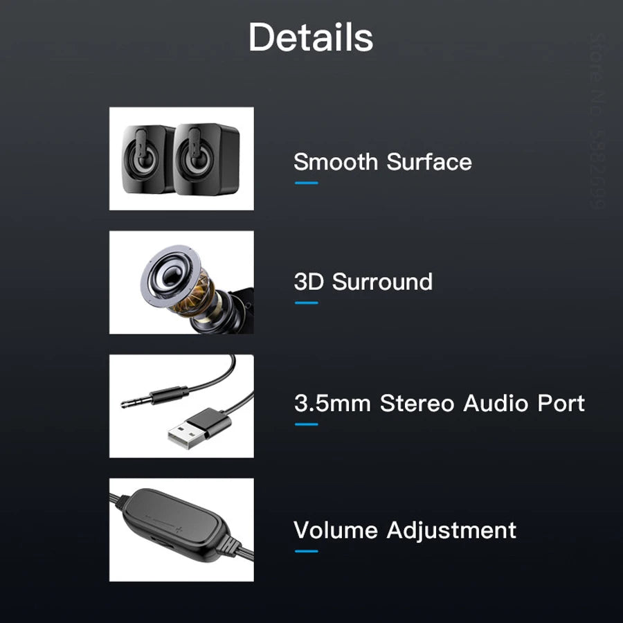 Mini Speaker For Computer PC Laptop Desktop Caixa De Som Sound Box Music Audio System Column Coluna Stereo Set Bocina Acoustics