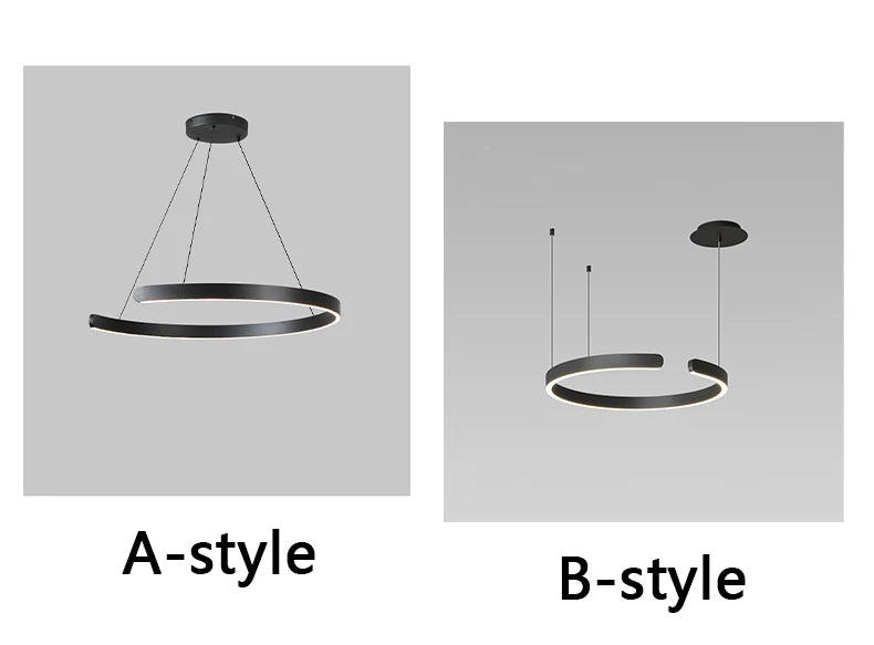 Modern LED Ring Ceiling Chandelier 60cm Black - Minimalist Decor Tidesmit