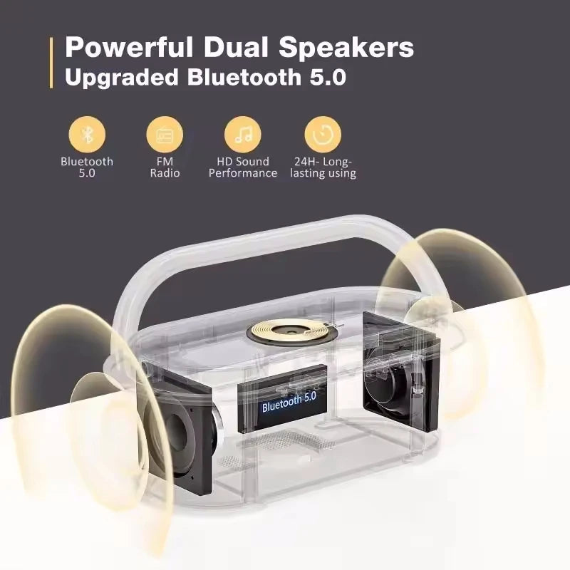 Portable Bluetooth Speaker Wireless Charging FM Radio Alarm Clock Sound Box Music Caixa De Som Charger Lamp Night Light Bocina