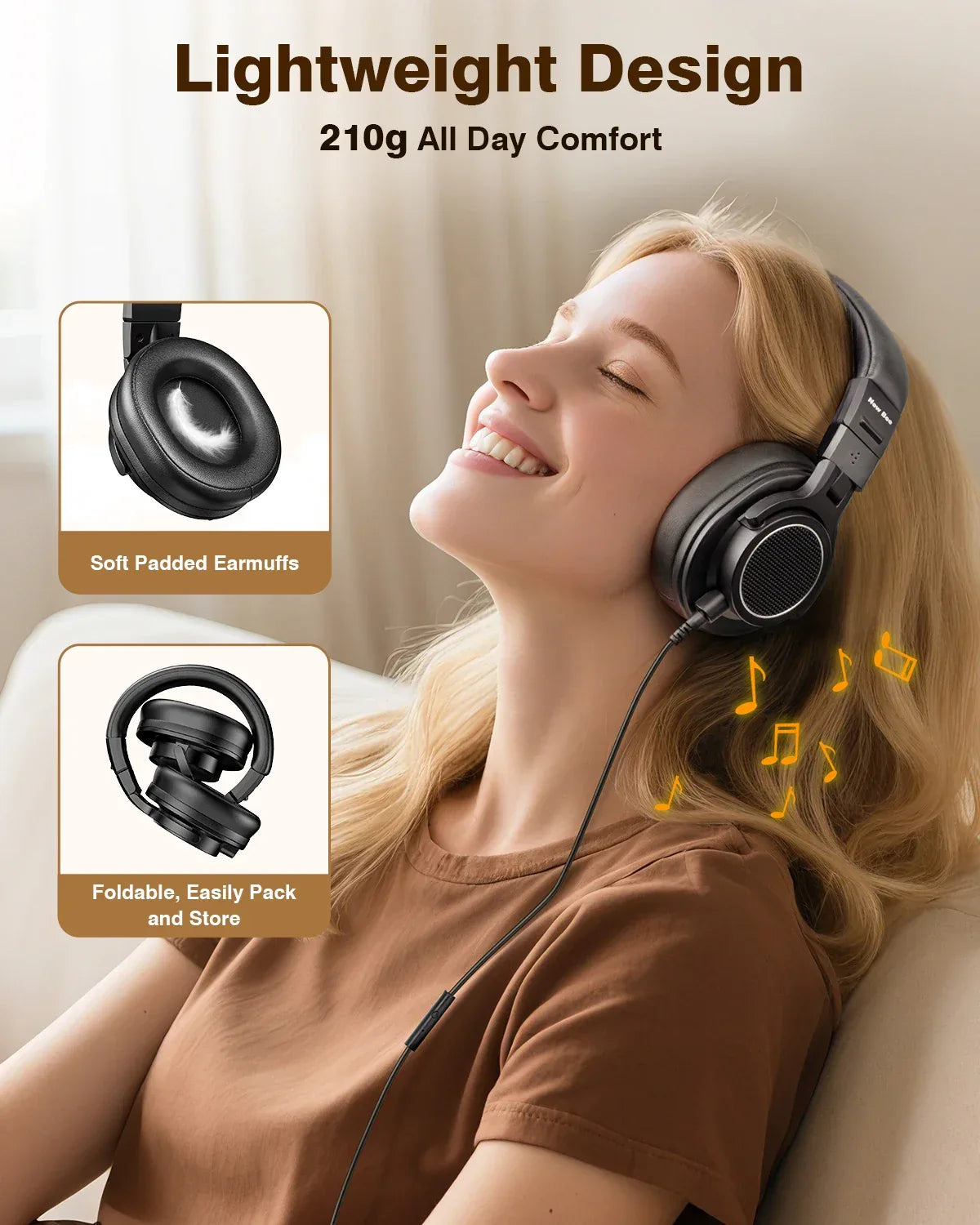 Tidesmit Wired Studio Headphones Over Ear Monitor With Mic Tidesmit