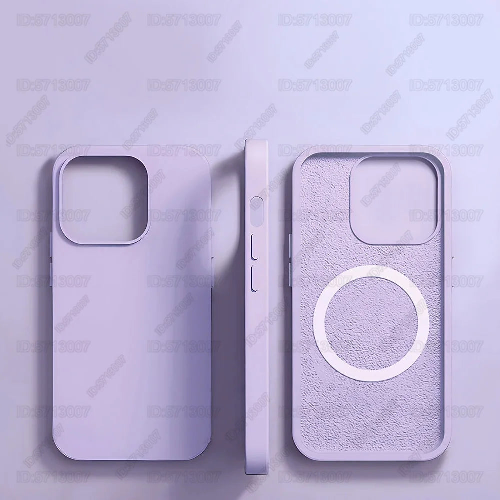 Magnetic Liquid Silicone Phone Case for iPhone - Shock-Absorbing Cover Lavender Tidesmit