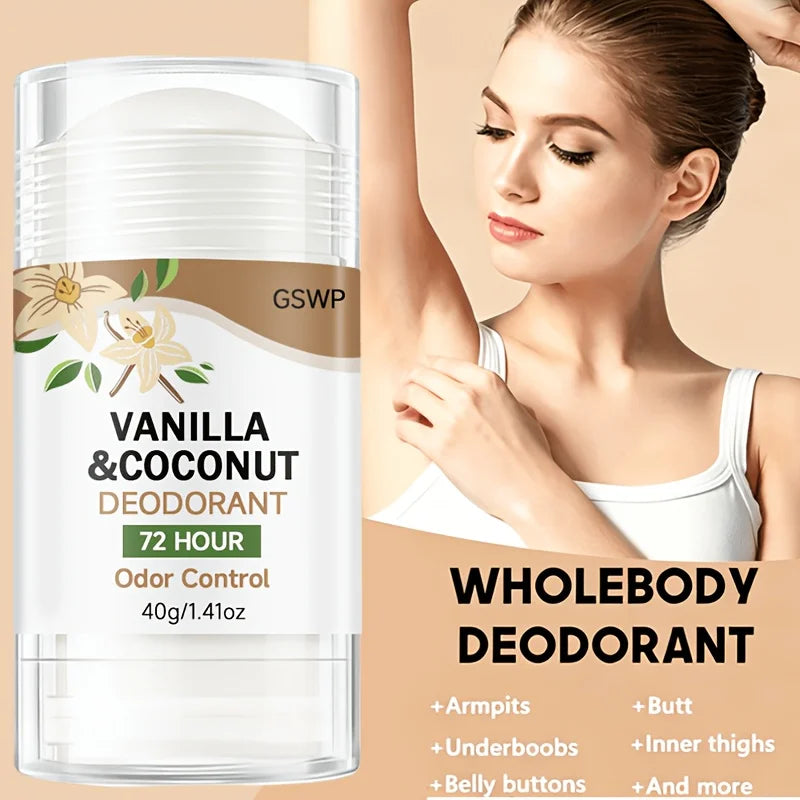Tidesmit GSWP vanilla and coconut aluminum-free deodorant stick for 72-hour non-greasy fragrance protection