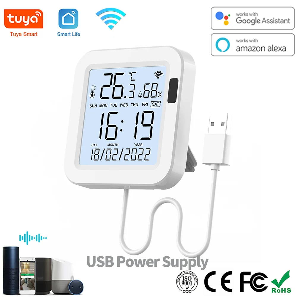 WiFi Temperature Humidity Sensor - Backlit Smart Climate Monitor Tidesmit
