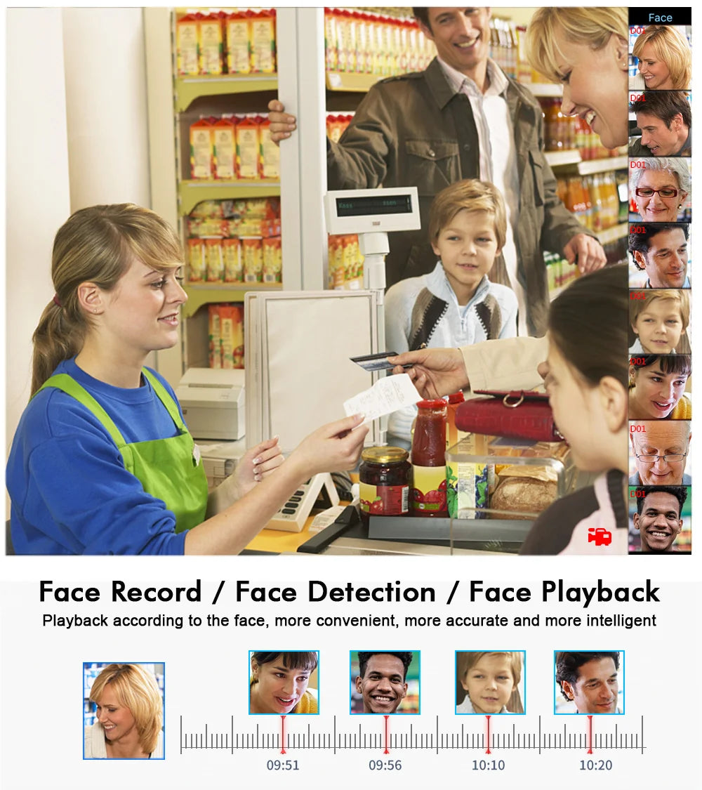 4K 8MP Auto Focus Poe Ip Camera  AI Face Detection Humanoid Video Surveillance Cameras Home Security Camera Outdoor CCTV