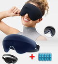 3D Contoured Memory Foam Sleep Mask for Travel - Breathable Eye Cover Eye Massage Instrument Blue Tidesmit