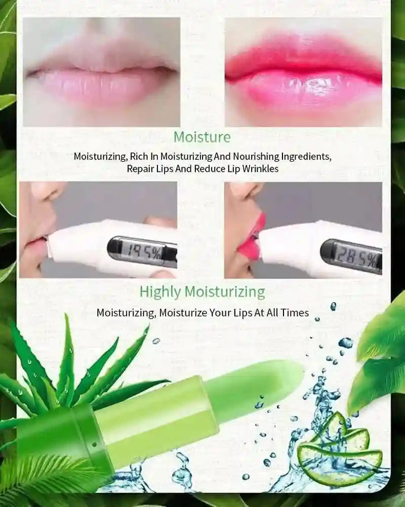 Aloe Vera Color Changing Lip Balm | Moisturizing Long-Lasting Treatment Lip Care Tidesmit
