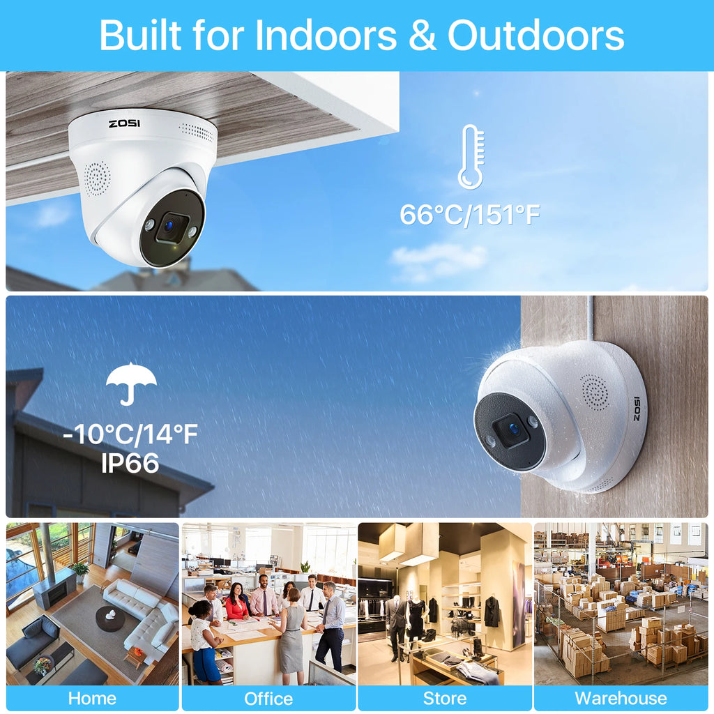 ZOSI 4K 8MP 5MP POE Video Surveillance Kit 8CH H.265 Home CCTV NVR Set Color Night Vision AI Detection IP Security Camera System