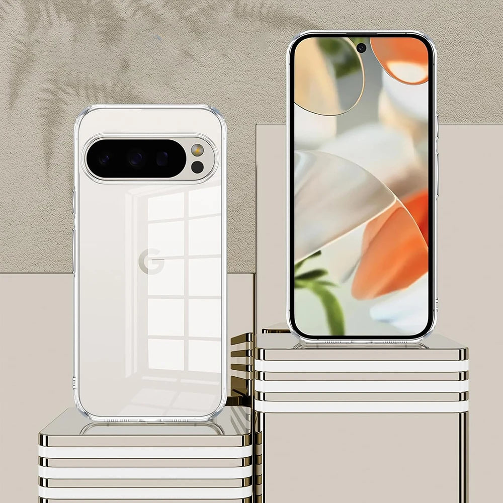 Google Pixel 9 Pro XL Shockproof Slim Silicone Case - Transparent Tidesmit
