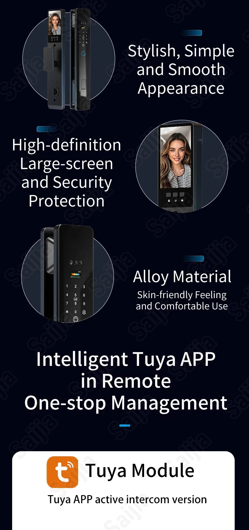 2026 Tuya Palm Smart Door Lock Rfid IC Card Wifi Camera Video Call Security Door Lock Front Door Electric Fingerprint Lock