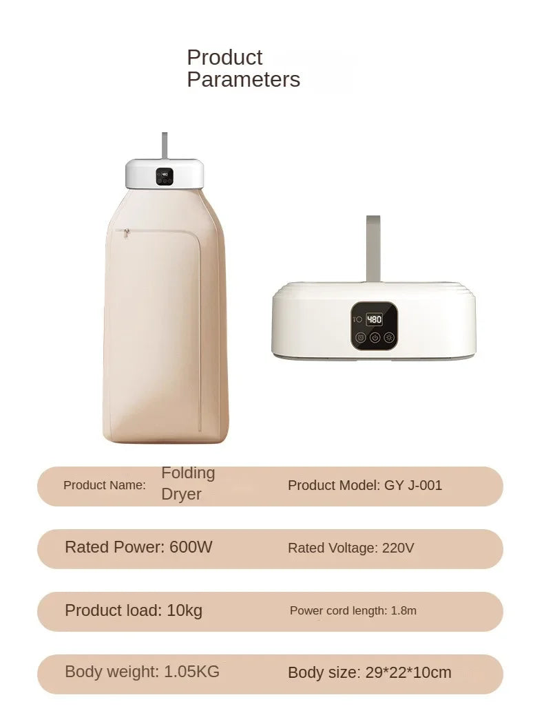 Tidesmit portable electric clothing dryer featuring UV sterilization and foldable design for easy laundry storage.