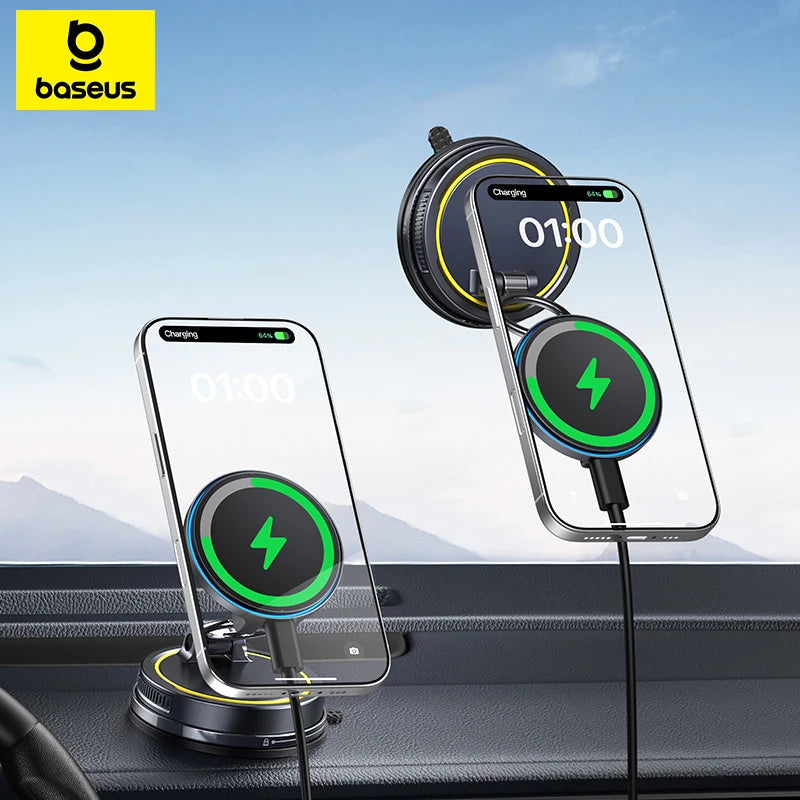 Magnetic Car Phone Holder & Qi Certified Fast Wireless Charger - Silver Tidesmit