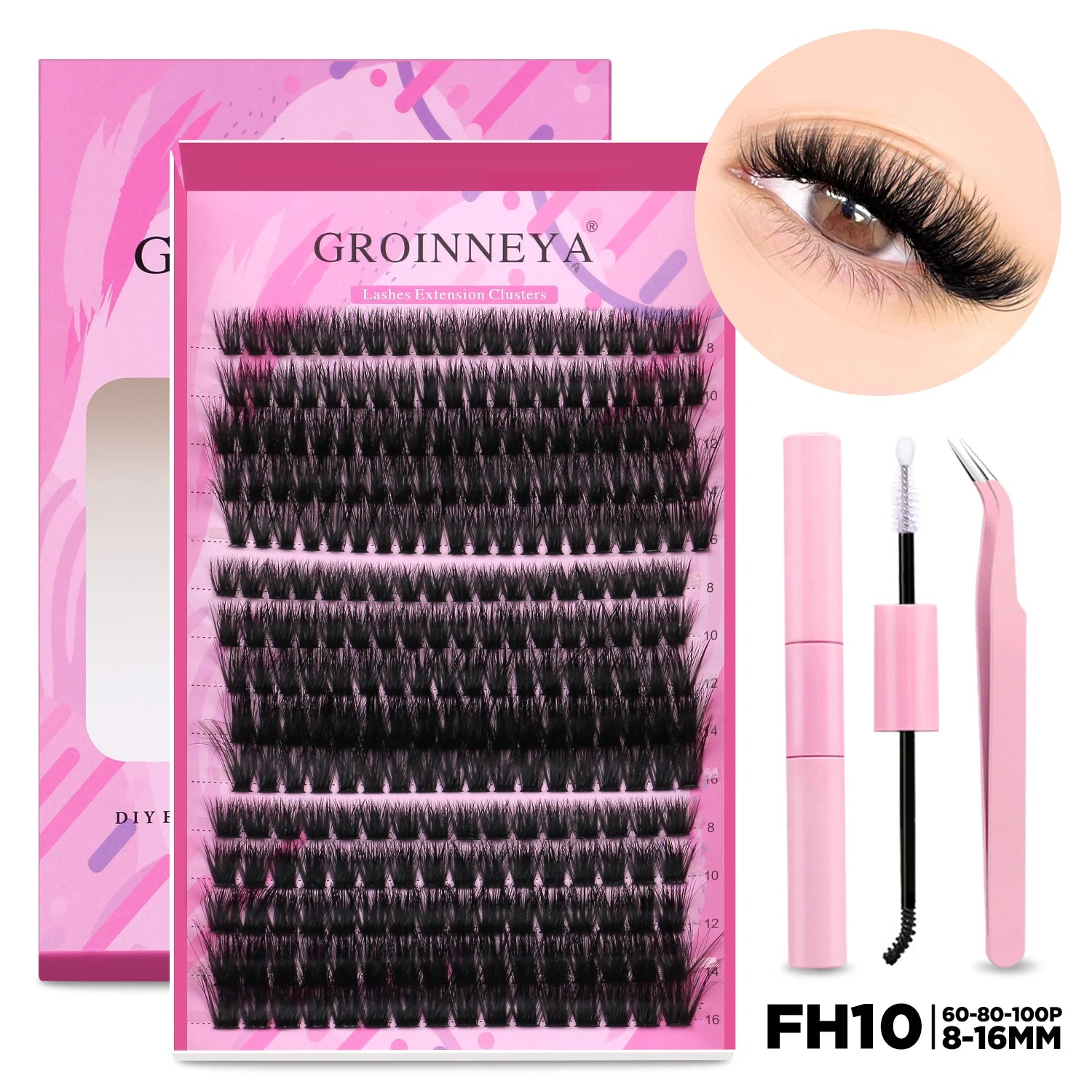 DIY Lash Extension Kit with Bond and Seal - Pro Cluster Set Lip Care Lash Set-FH10 Tidesmit