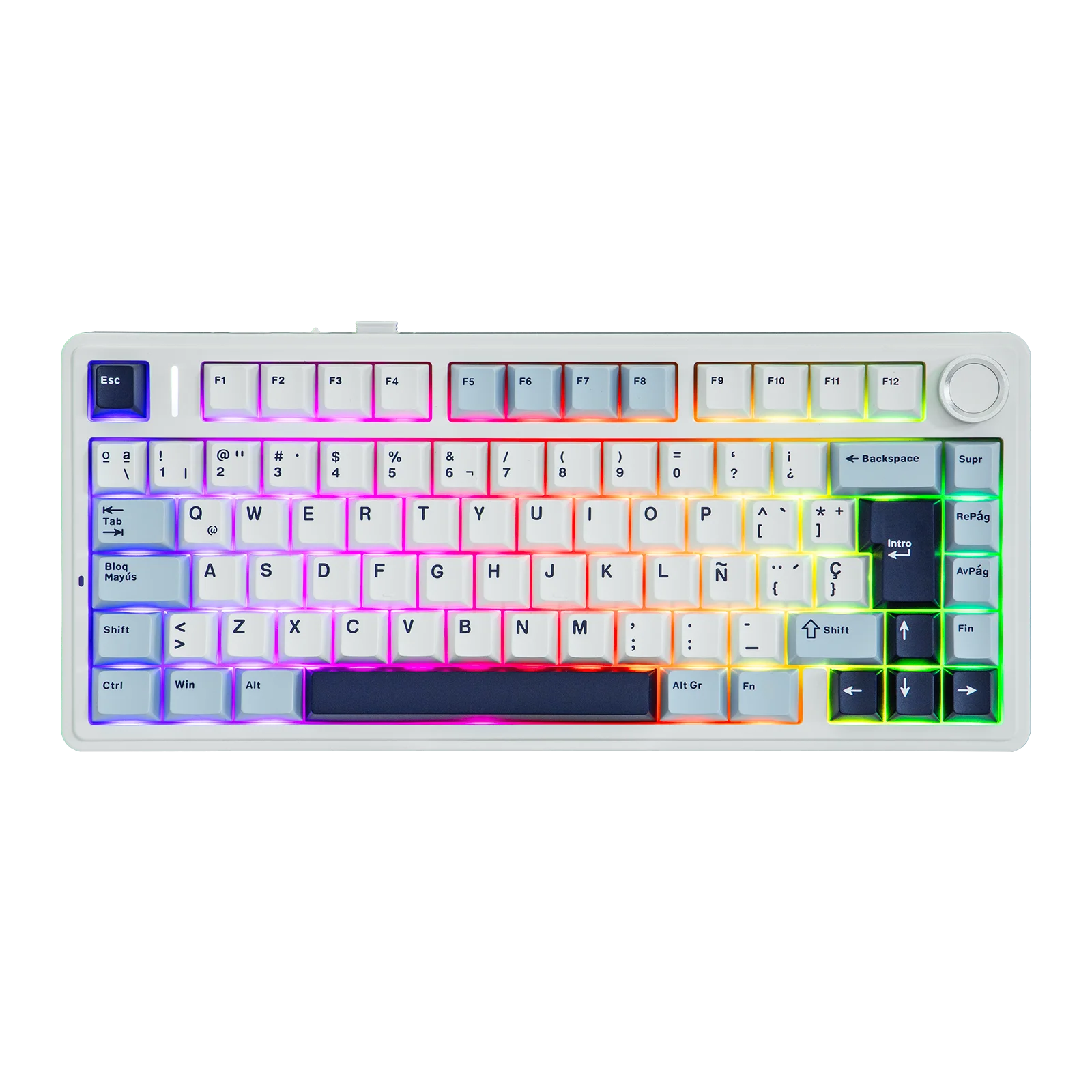 EPOMAKER AULA F75 ISO-ES 75% Spanish QWERTY Hot-Swap Gasket-Mounted Wired/Bluetooth/2.4GHz Wireless Mechanical Gaming Keyboard RGB Backlight
