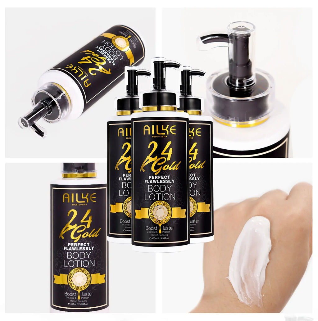 AILKE 24k Gold Perfect Flawlessly Body Lotion, Whitening, Inhibit Melanin, Moisturizing, UV Protect, With Nicotinamide Vitamin C