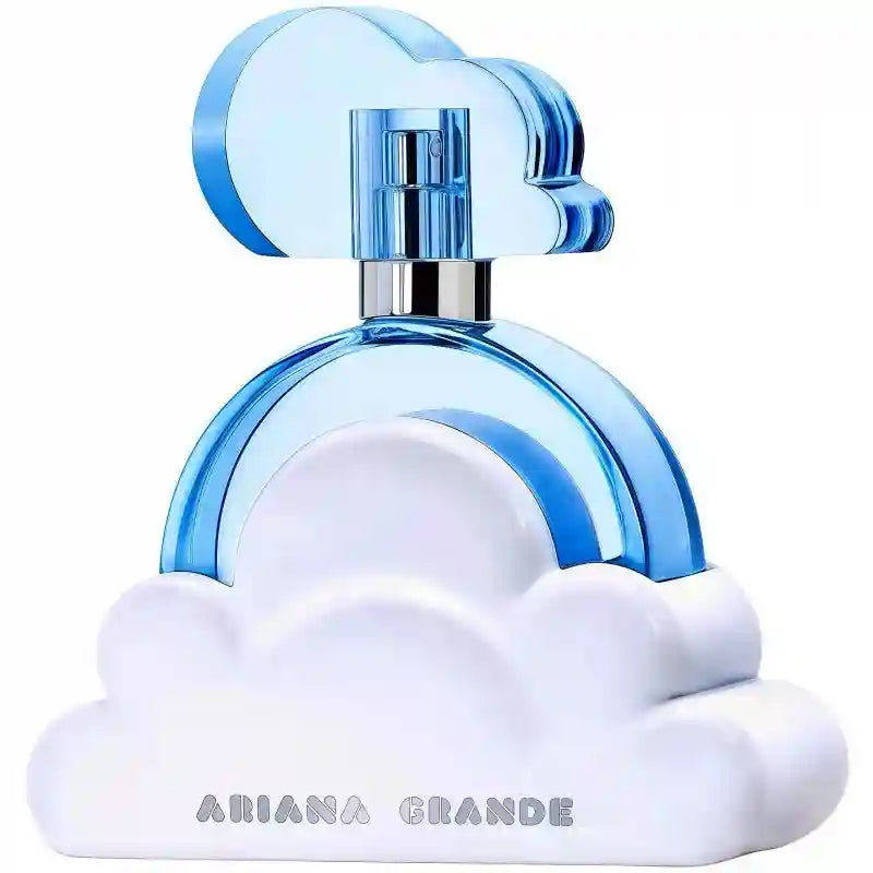 Ariana Grande Cloud 100ml Eau de Toilette: white cloud bottle, long-lasting pink fragrance for women.
