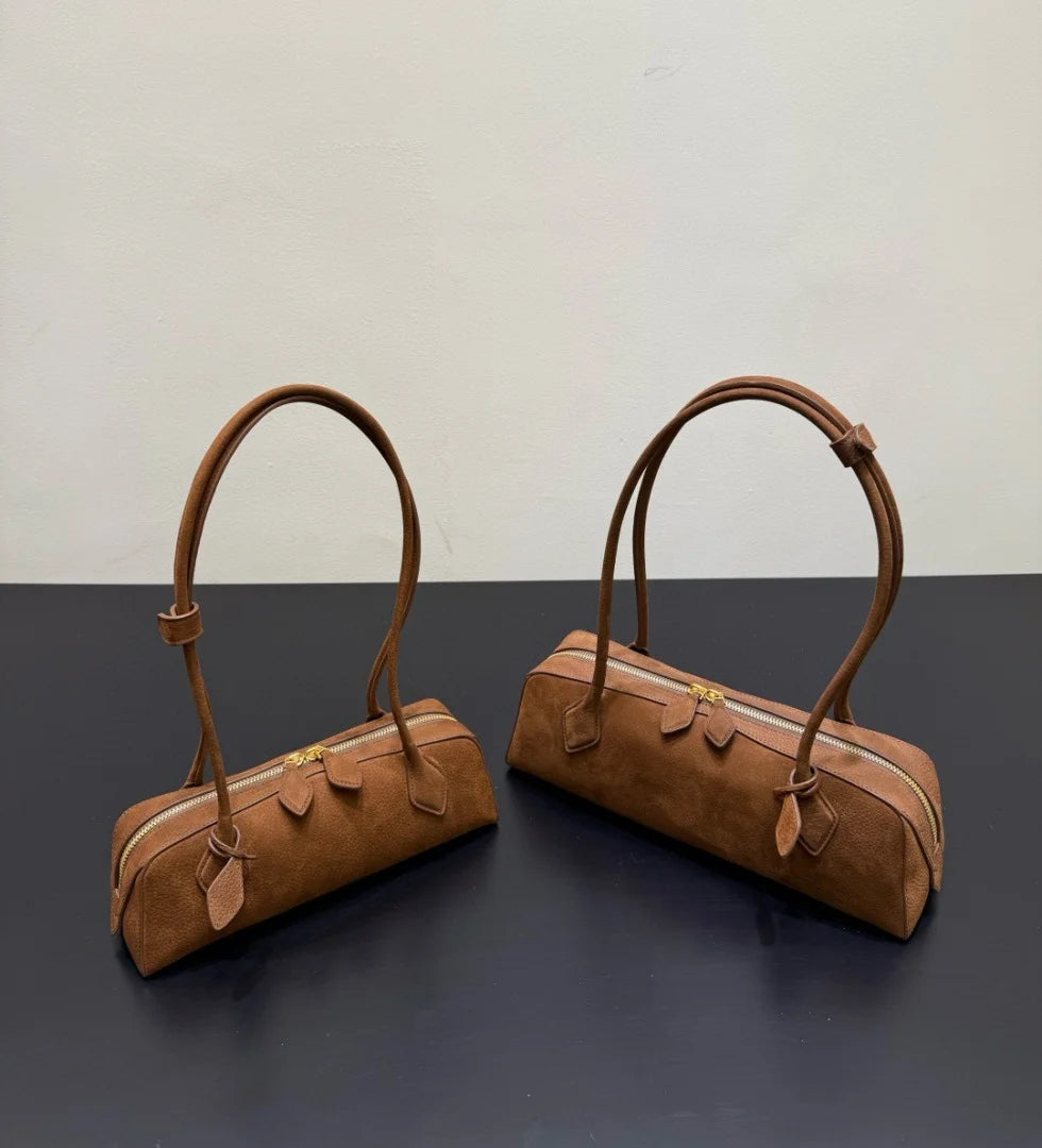 2026 high-quality genuine leather sausage bag, high-end customized high silk gloss leather handbag, women's shoulder bag