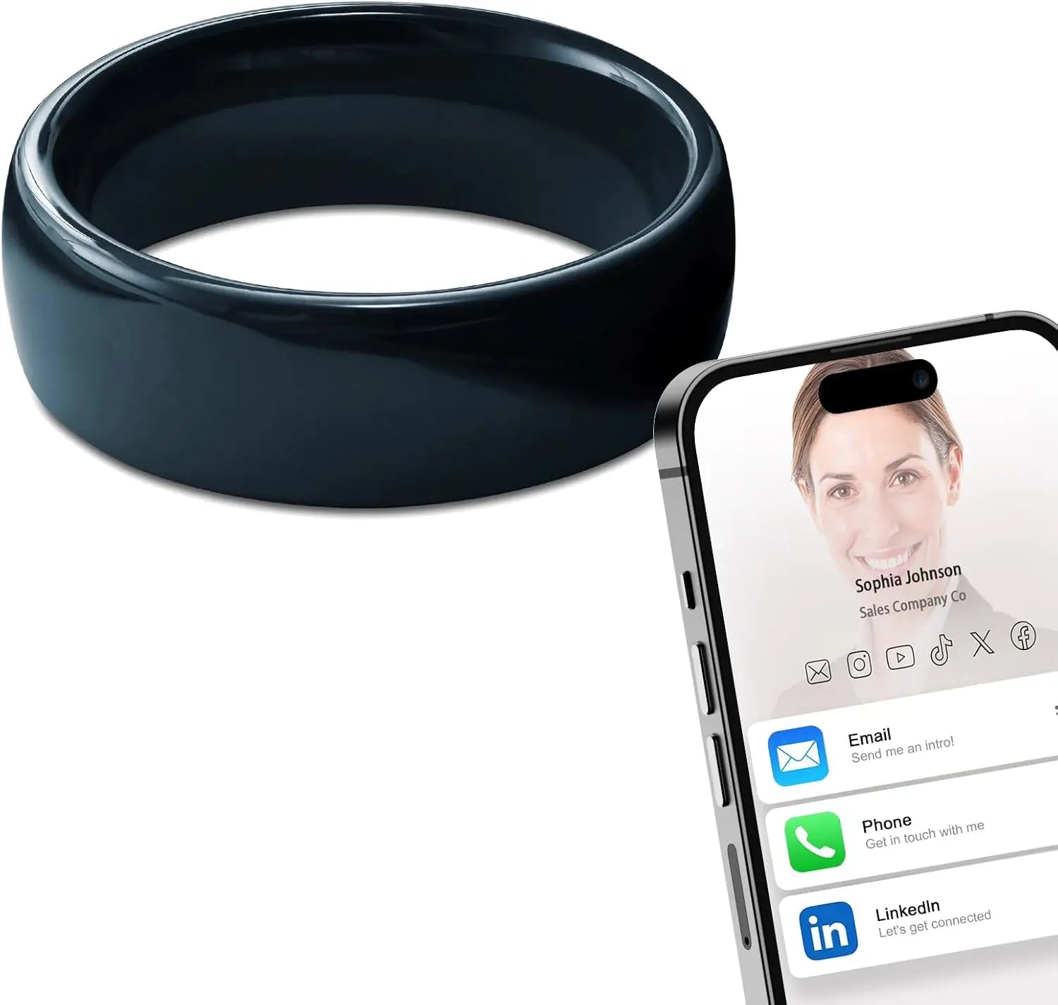 Ntag215 NFC Full Ceramic Smart Ring Compatible with NFC Enabled Phones and Devices Programmable 504 Bytes for Bussiness Tags Tidesmit