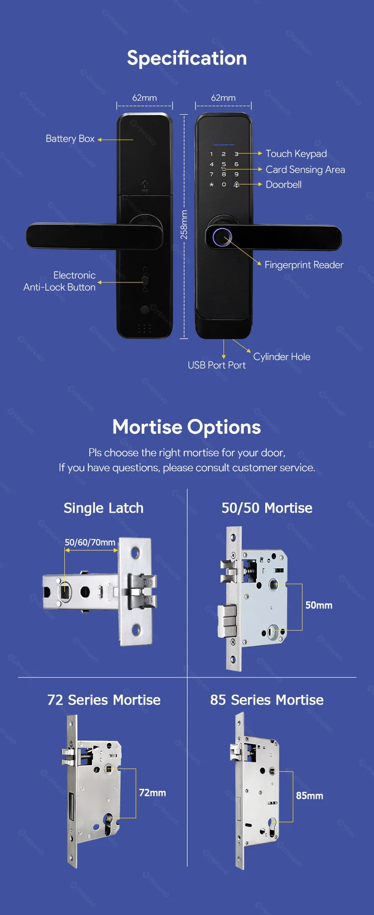Fingerprint Lock Waterproof Wifi Remote Control Bluetooth TTLock App Card Digital Code Keyless Electronic Smart Door Lock