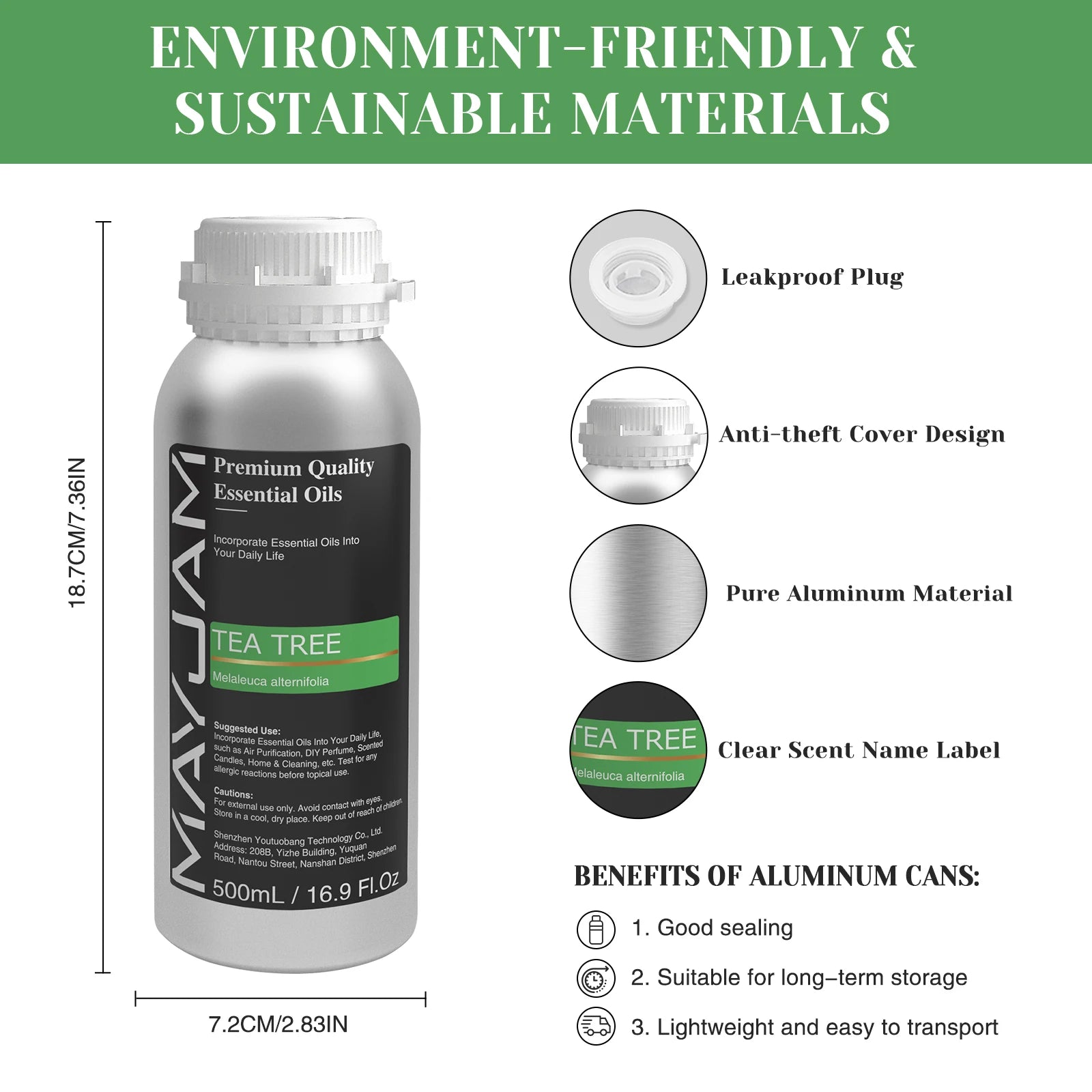 MAYJAM 500ML Pure Natural Essential Oil For Humidifier Diffuser Jasmine Lavender Vanilla Eucalyptus Bergamot Lemon Aroma Oils