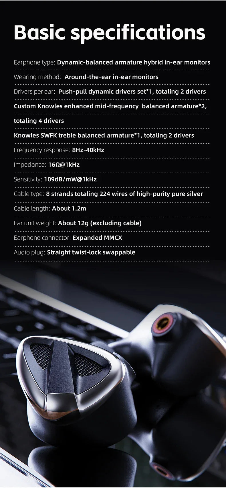 FiiO FH19 In-Ear Monitors 2DD+6BA Hybrid Audiophile Earphones by Tidesmit Tidesmit