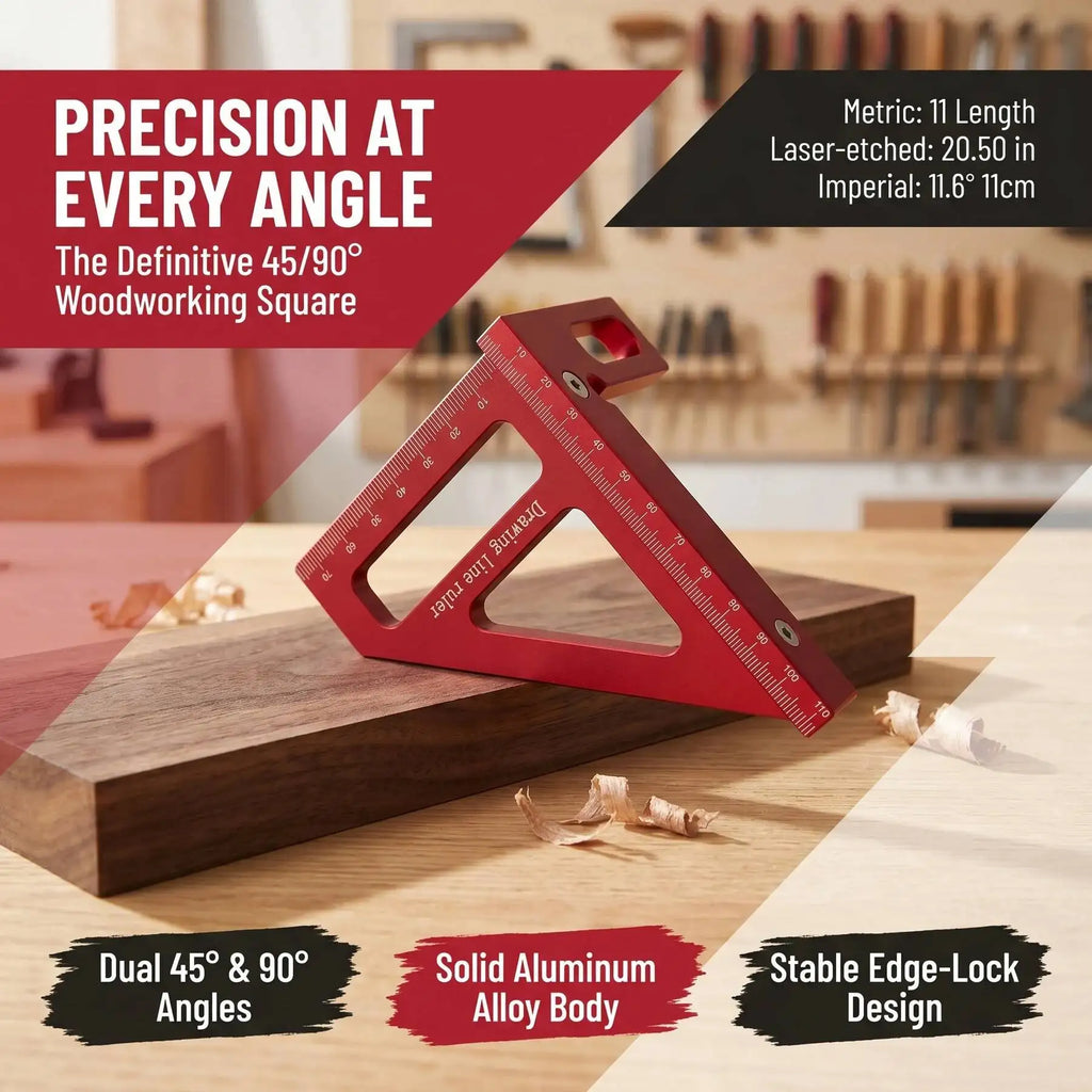 Woodworking Square Protractor Aluminum Alloy Miter Triangle Ruler High Precision Layout Measuring Tool for Engineer Carpenter