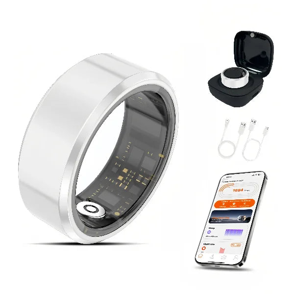 Casatelier White Ceramic Smart Ring, Accurately Tracks SpO2, Heart Rate & Sleep, Long Battery Life, IP68 Waterproof, No Subscription, Android & iOS Compatible, Couple's Gift
