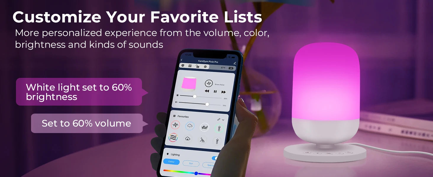 Tuya App Smart White Noise Machine Baby Sleep Sound Machine Colorful Night Lights 34 Soothing Sounds Supports APP Remote Control