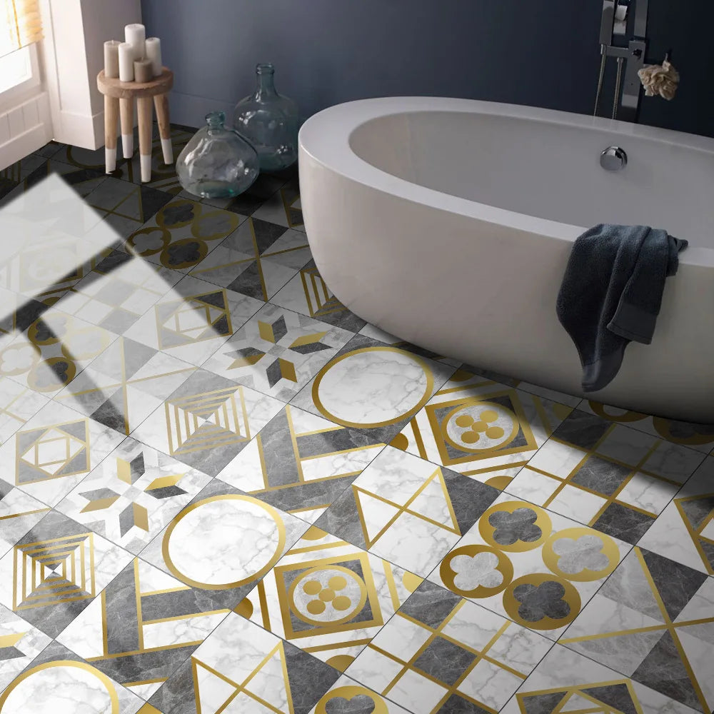 10pcs Crystal Tile Wall Stickers Self-Adhesive Kitchen Tiles PVC Backsplash Stickers Peel and Stick Bathroom Faux Stone Effect