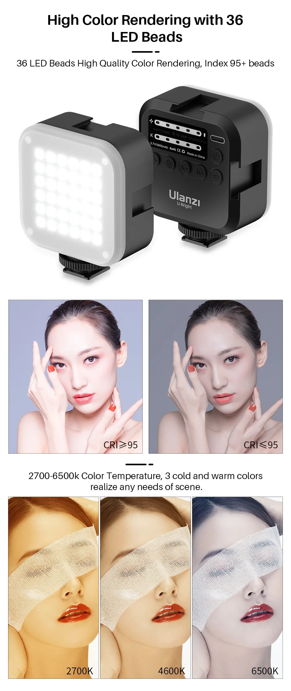 LED Video Light Dimmable Vlog Panel | 3200-5600K Adjustable Color Tidesmit