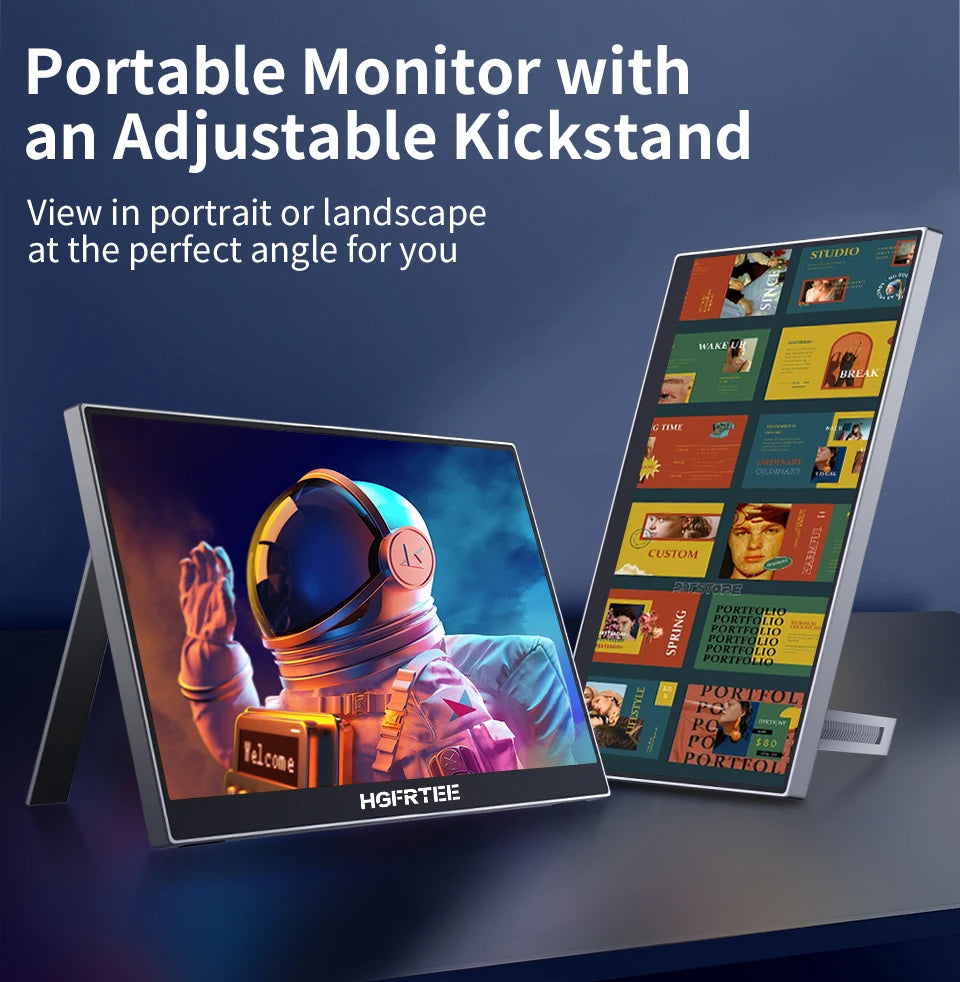 HGFRTEE 14.1 Inch Portable Monitor 1200P 16:10 Aspect Ratio 63%sRGB Second Screen for Laptop Gaming Compatible with Switch PS4/5