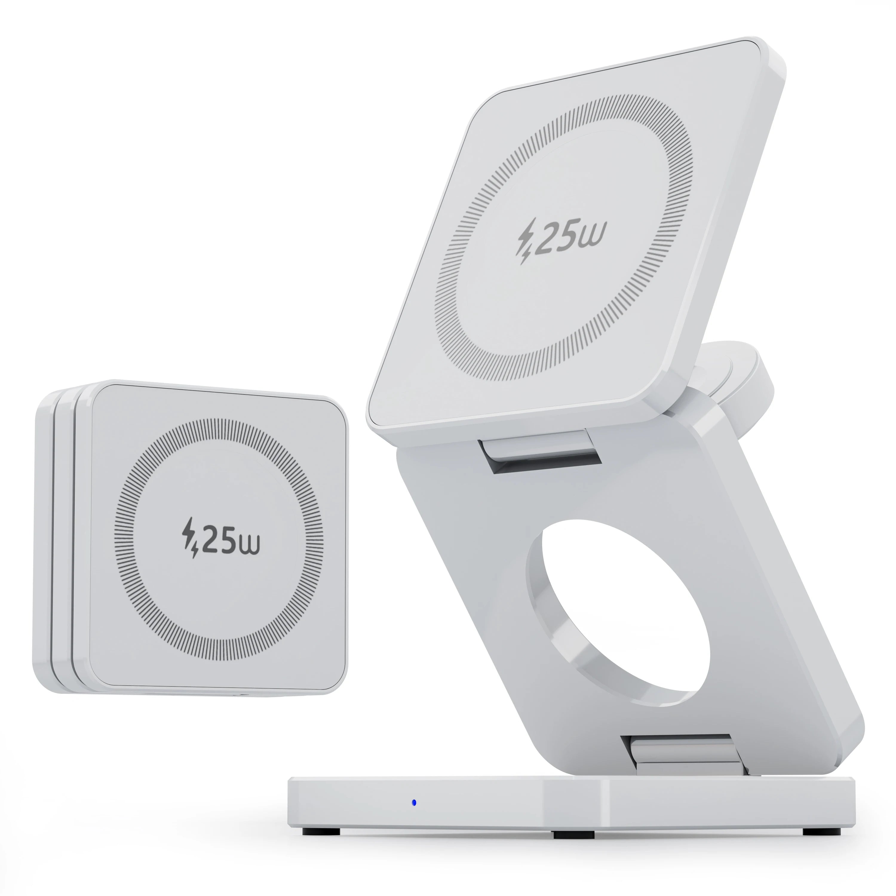 3-in-1 Magnetic Wireless Charger: 25W Qi2 Certified Foldable Stand qi2.2 25w White Tidesmit