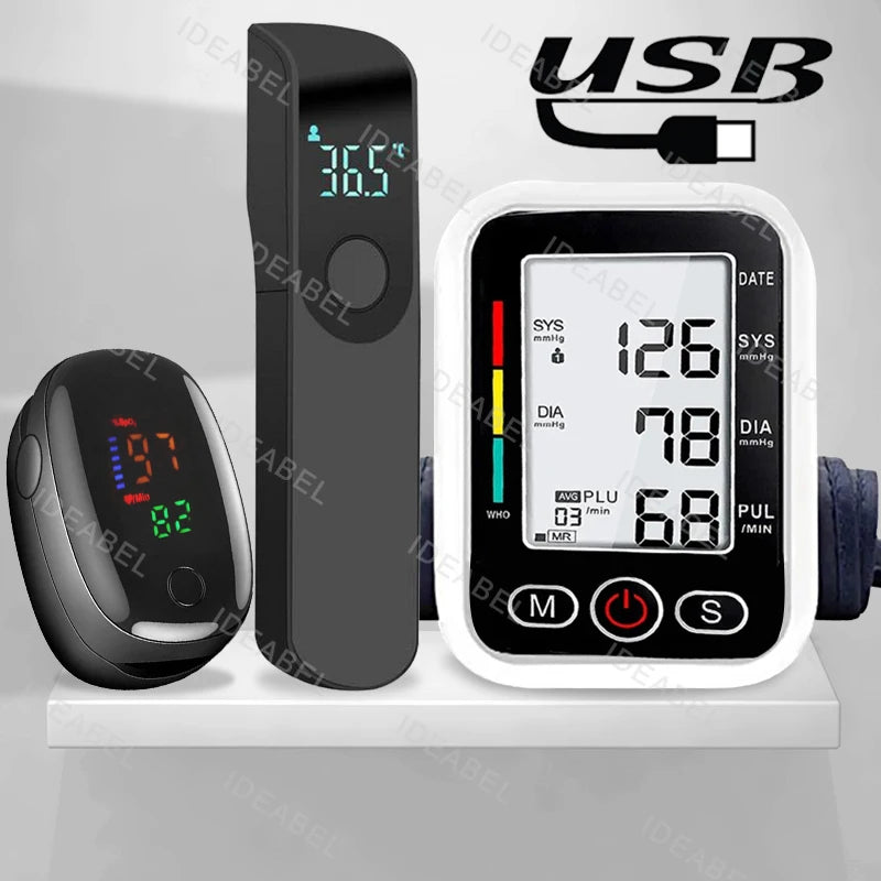 Blood Pressure Monitor Heart rate Meter Large Cuff Sphygmomanometer Health Care Portable Tonometer Digital LCD arm tensiometers