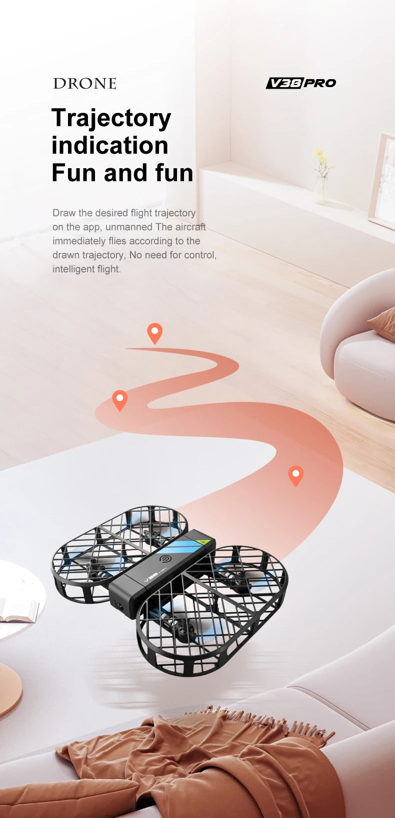 Foldable 6K Camera Drone with WiFi FPV and Headless Mode - Tidesmit V38 Tidesmit