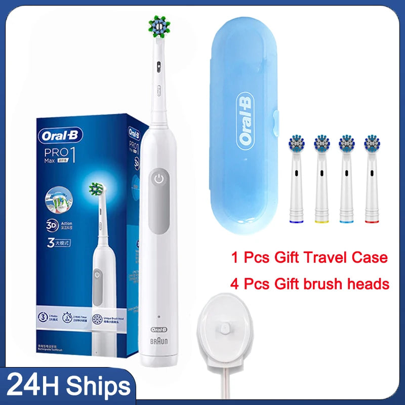 Oral B Sonic Electric Toothbrush Rechargeable 3D Rotating Tooth Brush 14 Days Long Battery Life 2Mins Smart Timer Pro600 Pro1Max