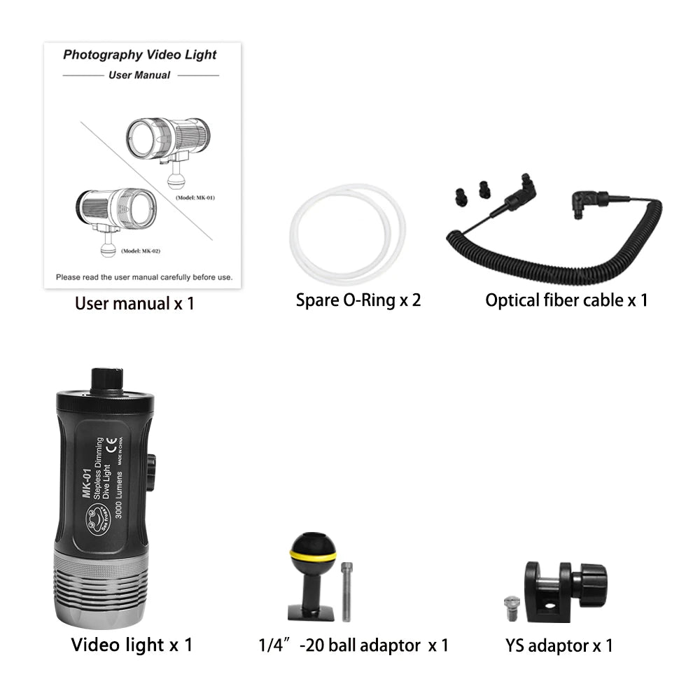 Tidesmit 3000 Lumens Diving Flashlight - 100m Waterproof Scuba Light MK-01 China Mainland Tidesmit