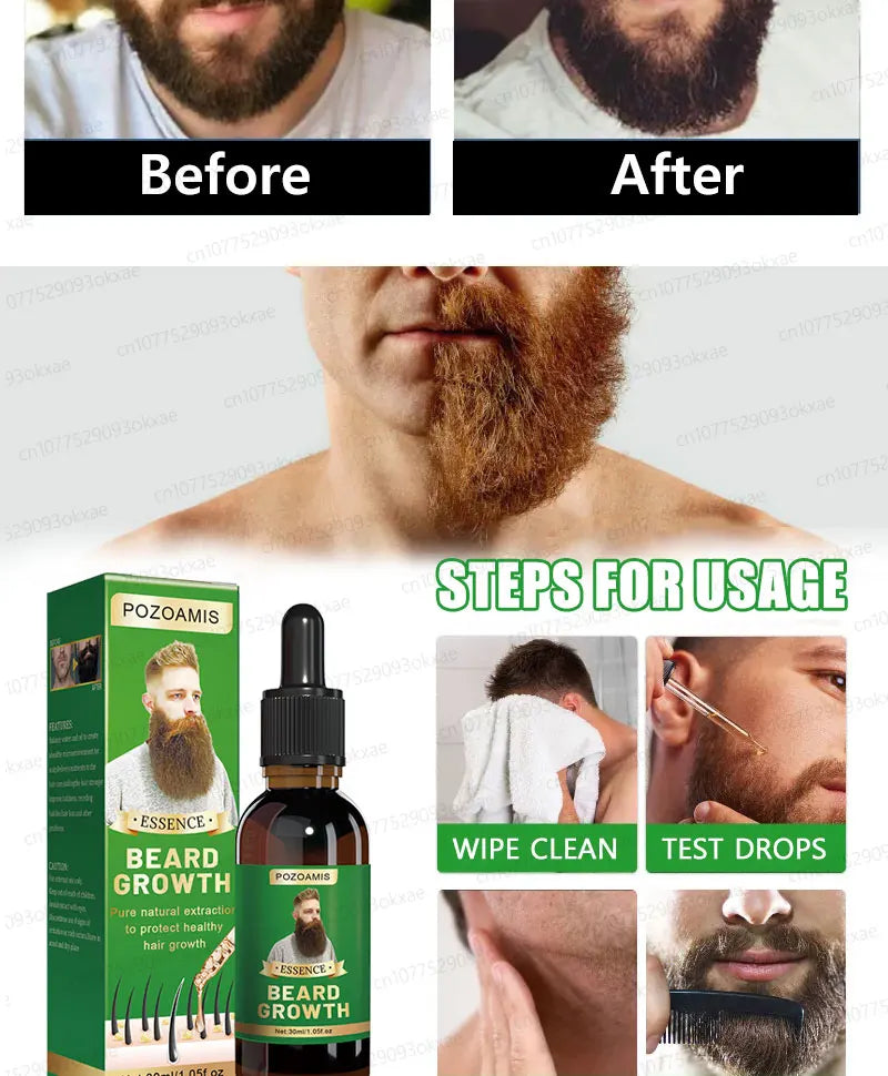 Beard Growth Liquid for Thicker Fuller Hair - Tidesmit Natural Formula Scrubs Treatments Tidesmit